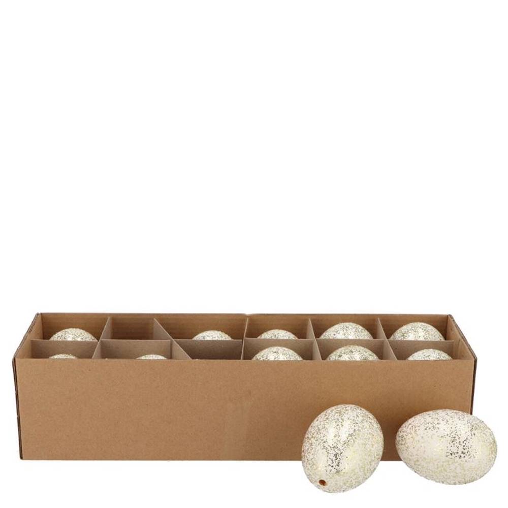 Ei Huhn Glitter weiss x12