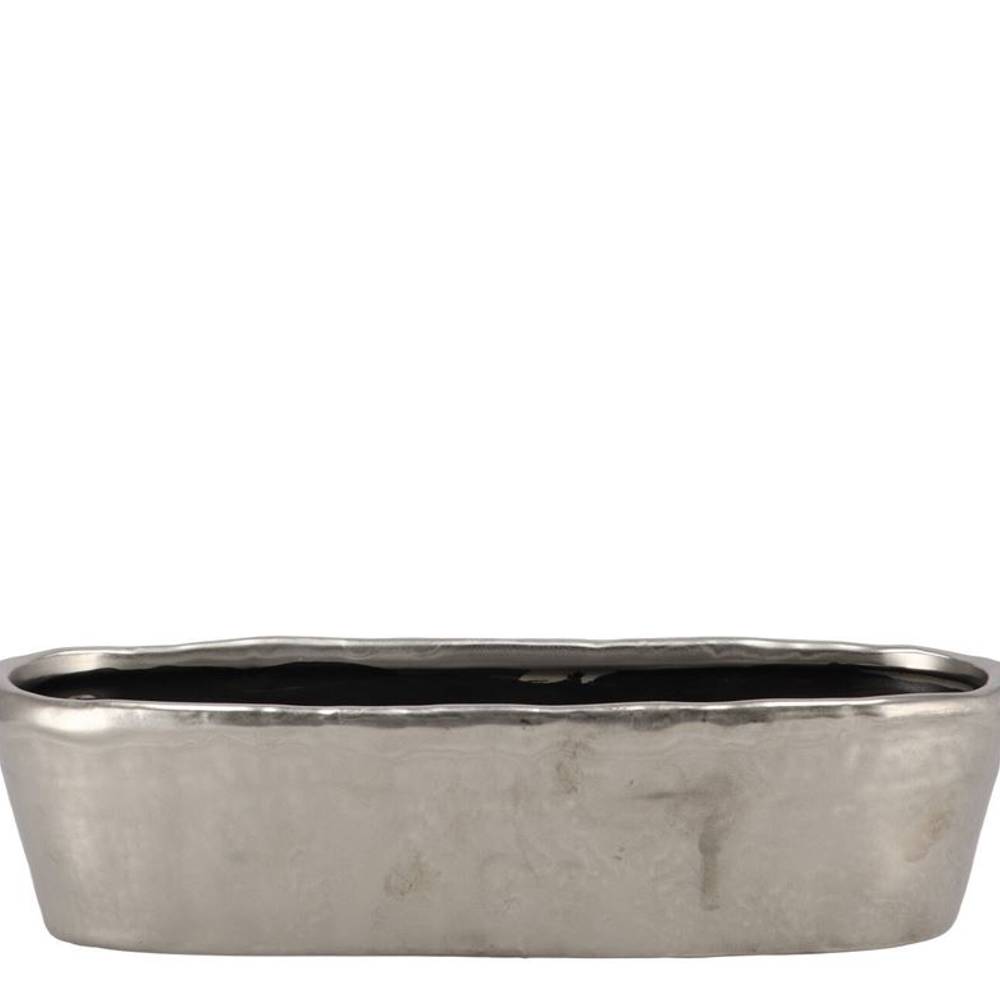 Keramik Übertopf Iron Stone silber 32x10x08cm