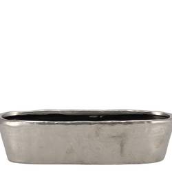 Keramik Übertopf Iron Stone silber 32x10x08cm