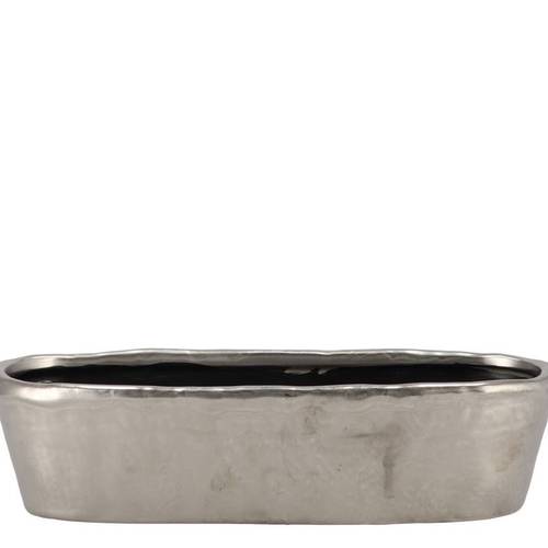 Keramik Übertopf Iron Stone silber 32x10x08cm