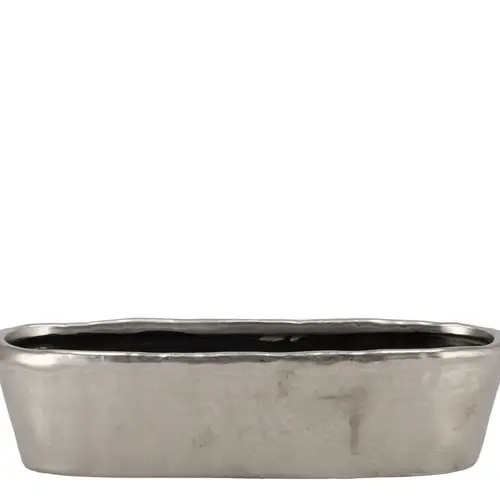 Keramik Übertopf Iron Stone silber 32x10x08cm