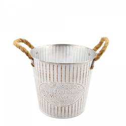 Zink Übertopf +Henkel Beta creme D18cm H17cm