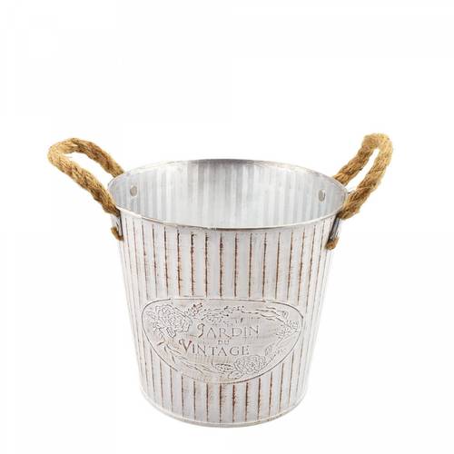 Zink Übertopf +Henkel Beta creme D18cm H17cm