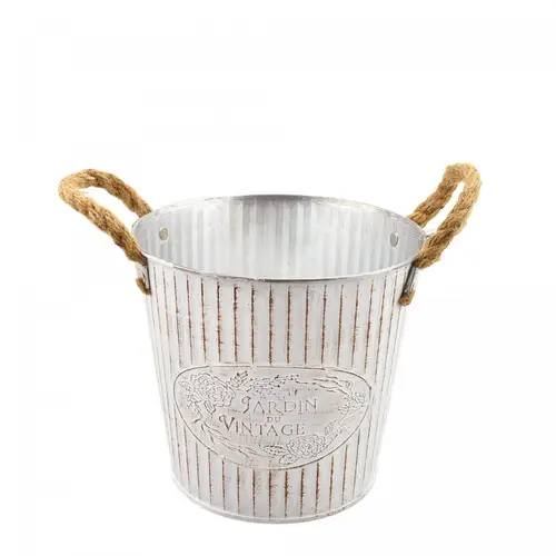 Zink Übertopf +Henkel Beta creme D18cm H17cm