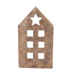 Teelichthalter Haus gold 20x13x34cm