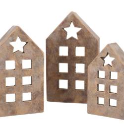 Teelichthalter Haus gold 20x13x34cm