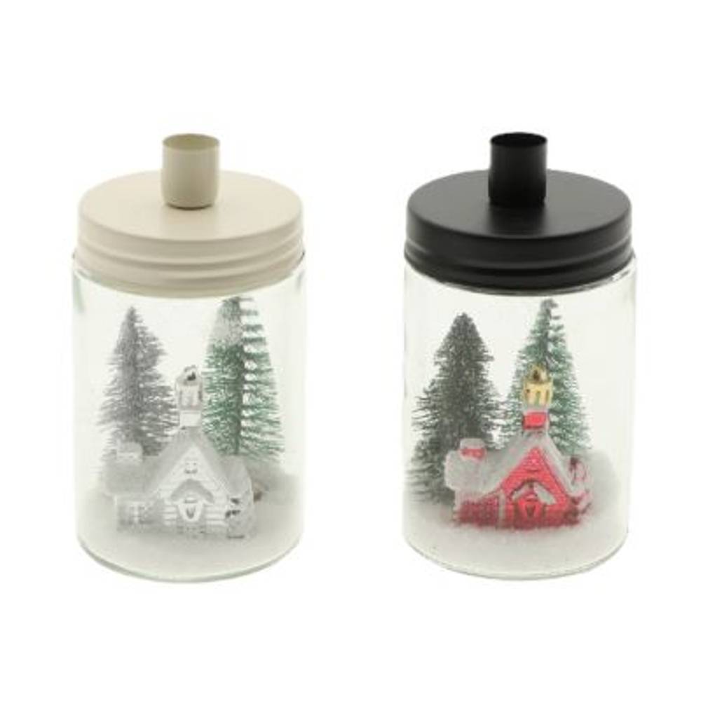 Kerzenständer Glas Kirche mix D09.5cm H16.5cm