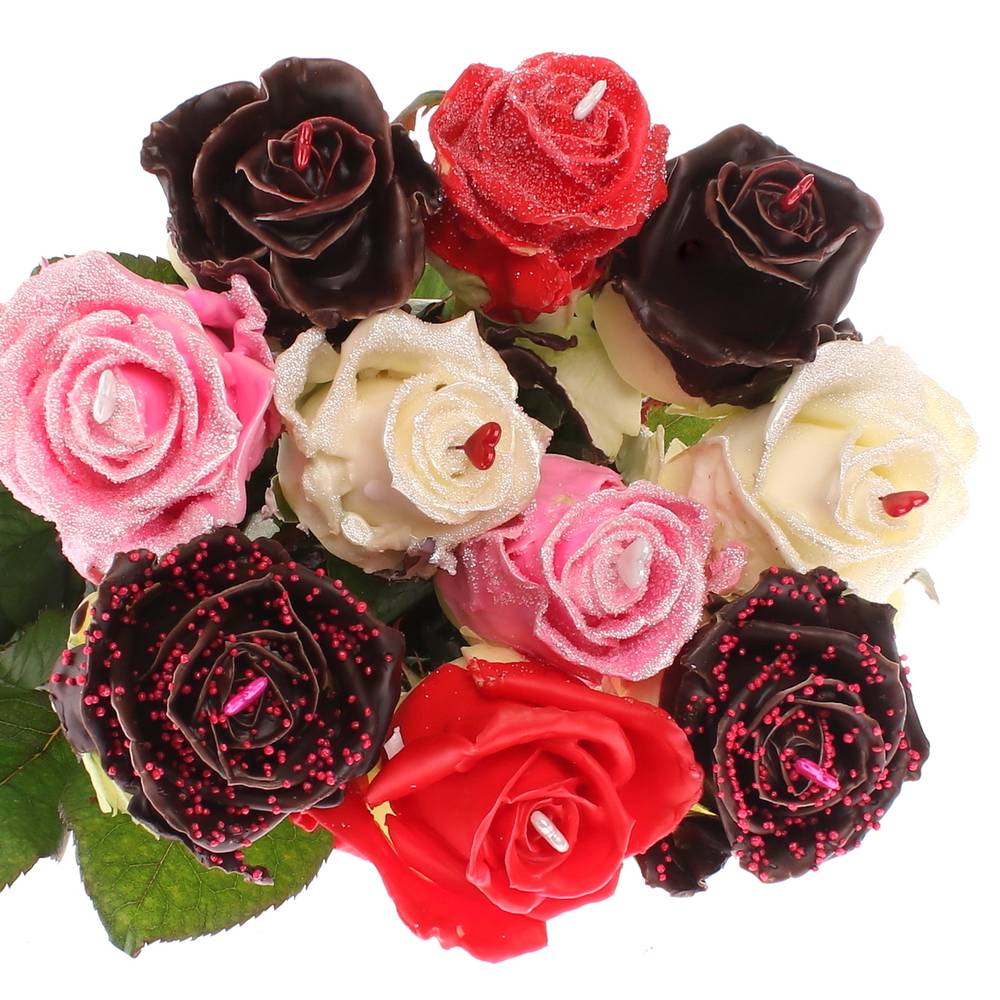 Rose wachs mix Choco Love 70cm duftend Valentinstag