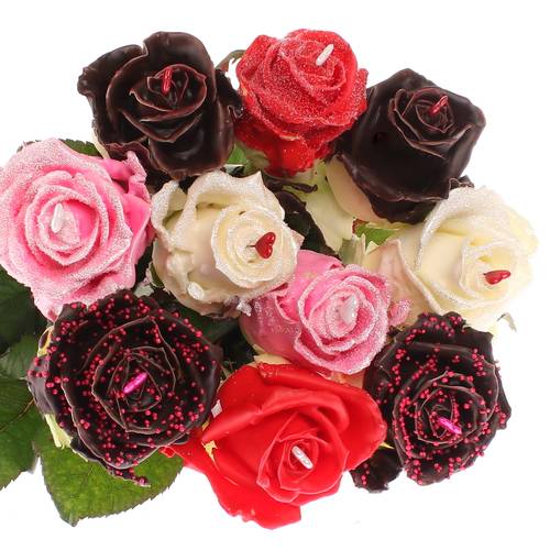 Rose wachs mix Choco Love 70cm duftend Valentinstag