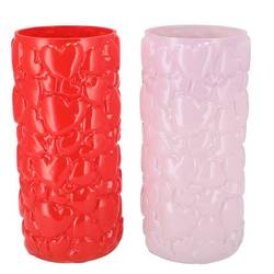 Glas Vase Kiki Herz rot/rosa D15cm H30cm