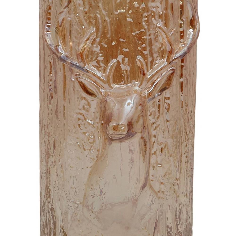 Glas Vase Hirsch dunkel orange D15cm H26cm