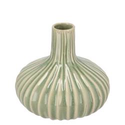 Keramik Vase Gia Stripes Neck grün 16x16x13cm