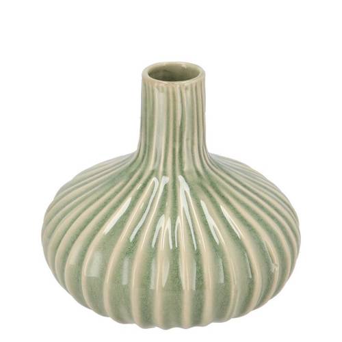 Keramik Vase Gia Stripes Neck grün 16x16x13cm