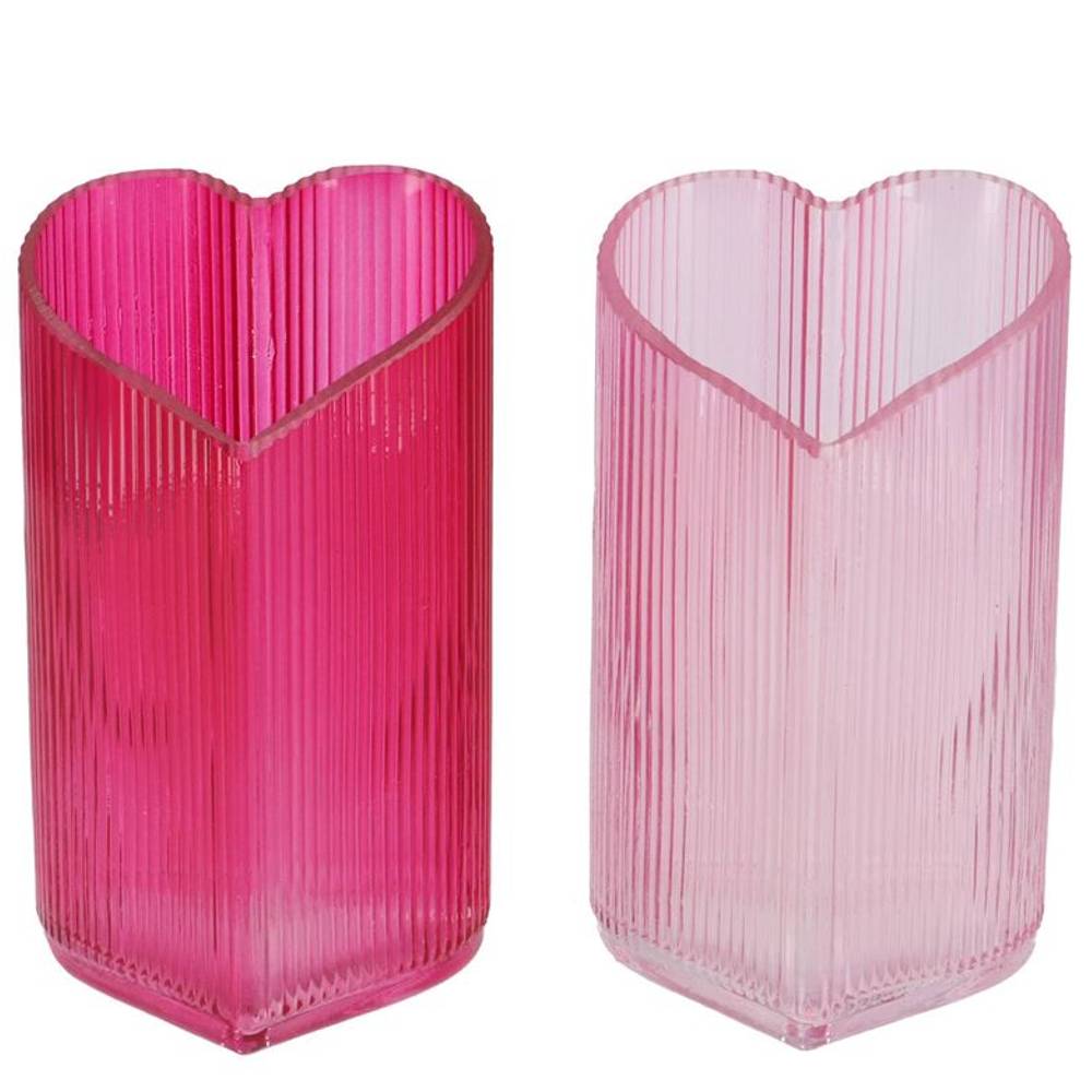 Glas Teelicht Herz Amour Rib mix 09x08x15cm
