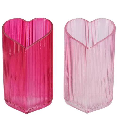 Glas Teelicht Herz Amour Rib mix 09x08x15cm