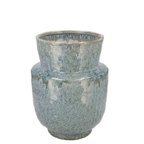Keramik Vase Iron Stone blau 18x18x22cm