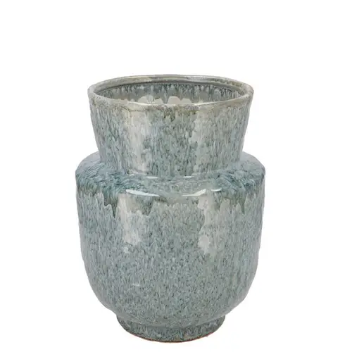 Keramik Vase Iron Stone blau 18x18x22cm