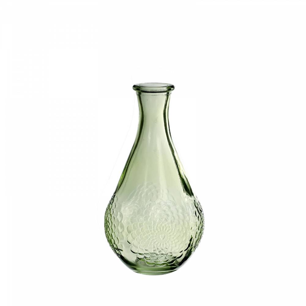 Glas Flasche Dahlia hell grün D09cm H16cm