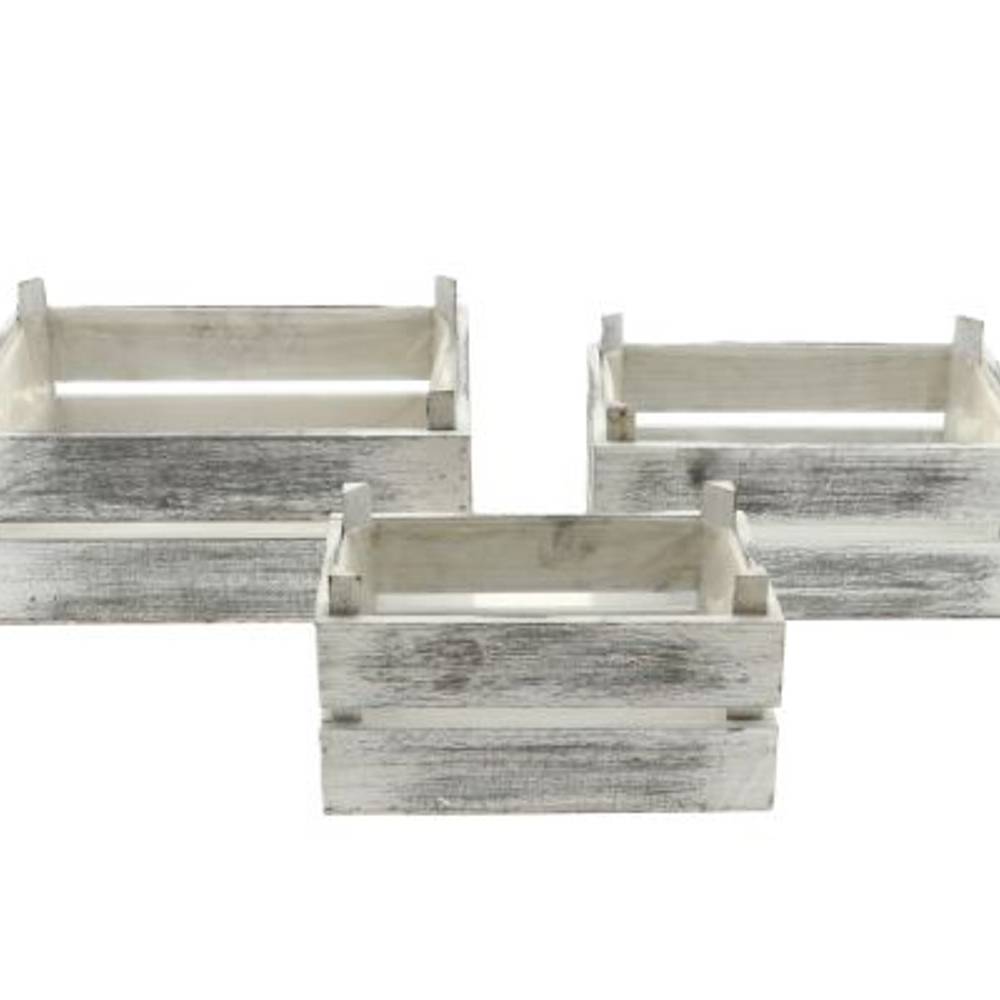 Holzkist 3/Set Yara white wash 29.5x21x14cm