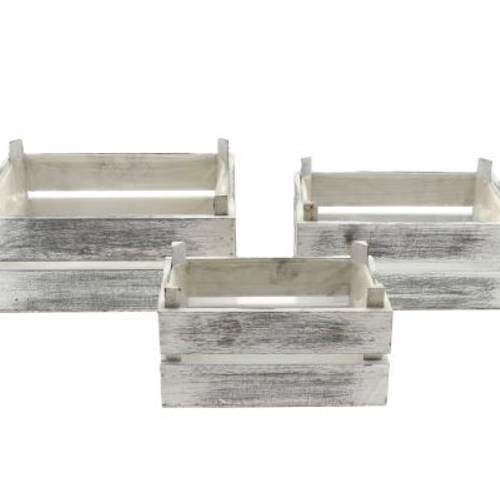 Holzkist 3/Set Yara white wash 29.5x21x14cm