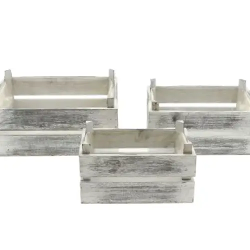 Holzkist 3/Set Yara white wash 29.5x21x14cm