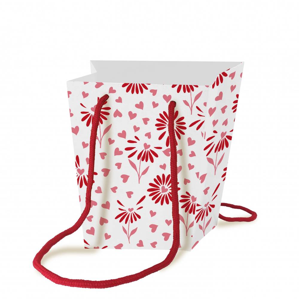 Tasche Valentine weiss/rot 11x17x17cm