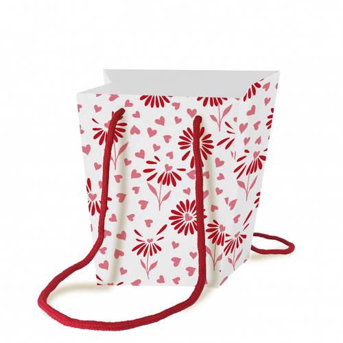 Tasche Valentine weiss/rot 11x17x17cm