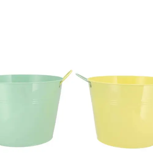 Zink Eimer grün/gelb mix D27cm H20cm