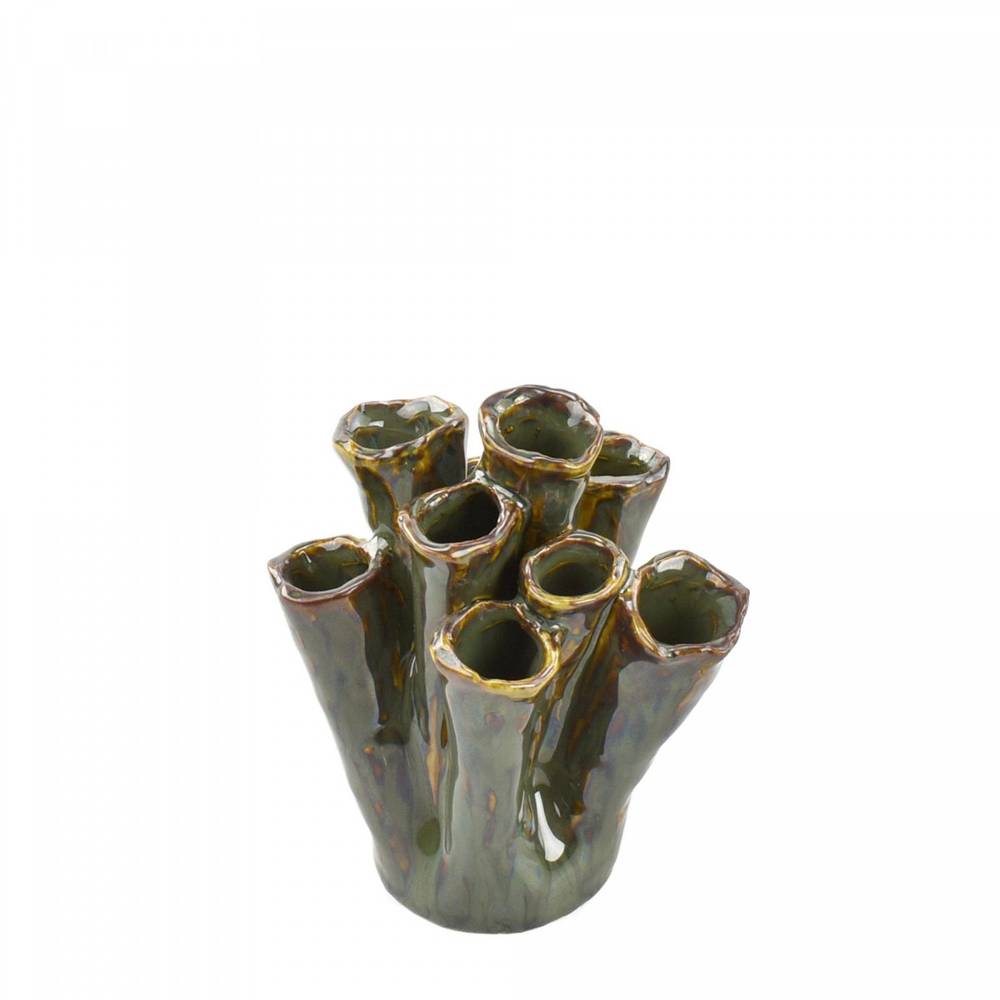 Keramik Vase Tubular grün 09x12x14cm