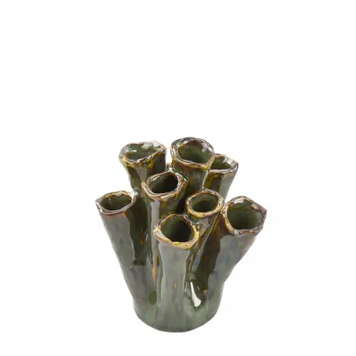 Keramik Vase Tubular grün 09x12x14cm