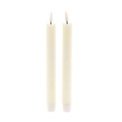 LED Kerze Streif creme D02.2cm L24.5cm x2 ex.AA