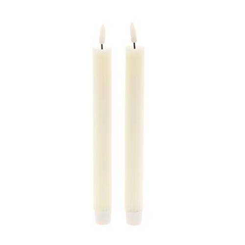 LED Kerze Streif creme D02.2cm L24.5cm x2 ex.AA