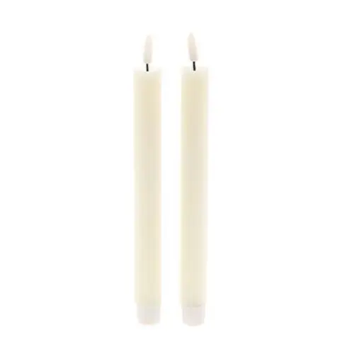 LED Kerze Streif creme D02.2cm L24.5cm x2 ex.AA