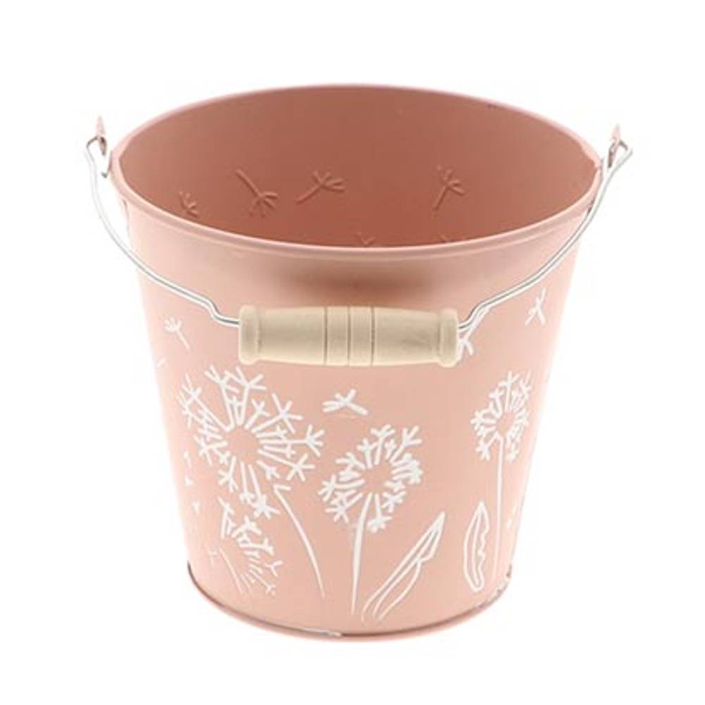 Zink Eimer Blume lachs D13cm H12cm