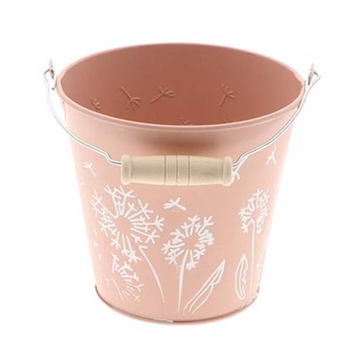 Zink Eimer Blume lachs D13cm H12cm