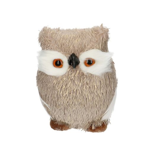 Deko Herbst Eule hell braun 17cm