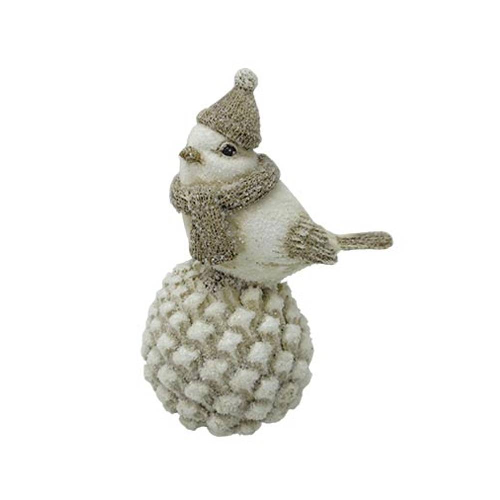 Vogel auf Tannenzapfen D10cm H13cm