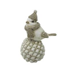 Vogel auf Tannenzapfen D10cm H13cm