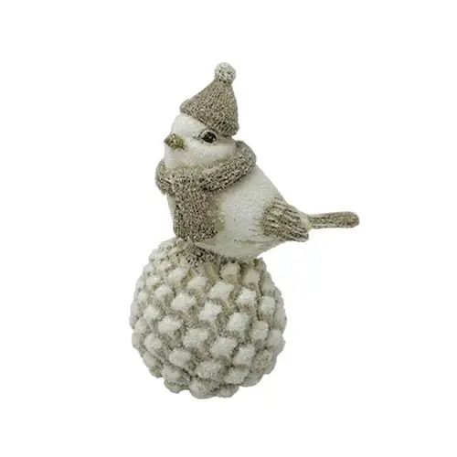 Vogel auf Tannenzapfen D10cm H13cm