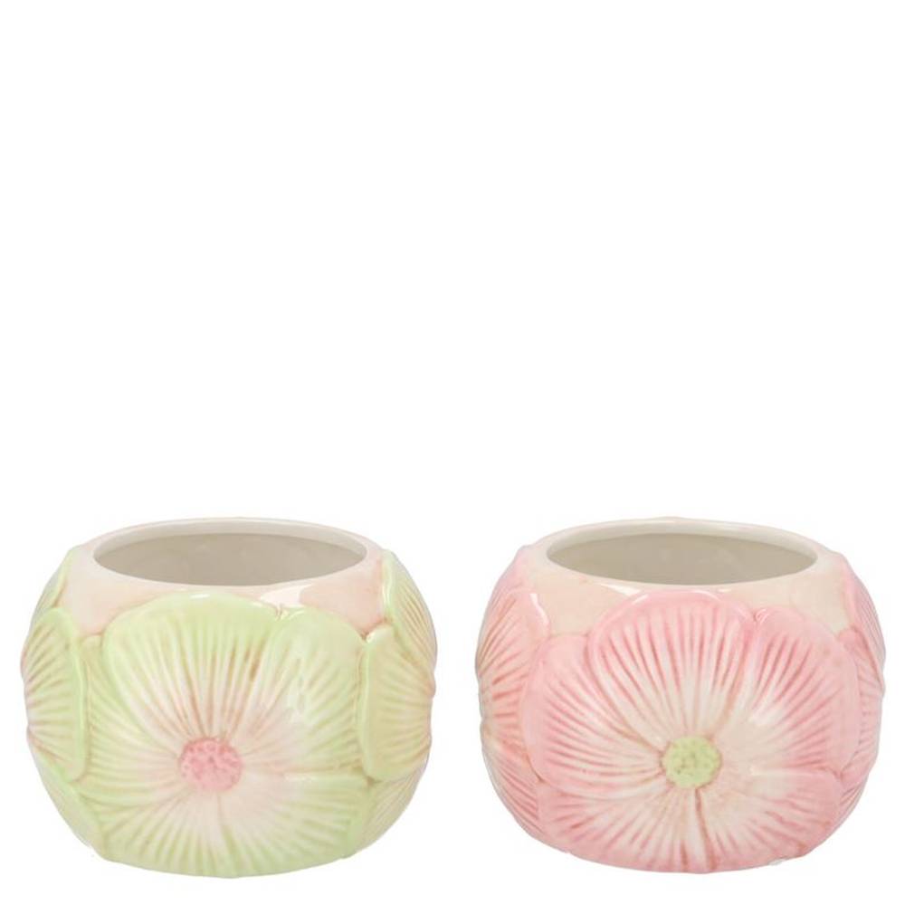 Keramik Übertopf mix Demi Blumen 11x11x08cm