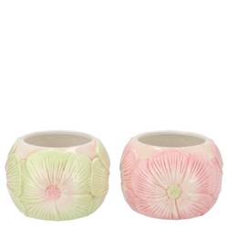 Keramik Übertopf mix Demi Blumen 11x11x08cm