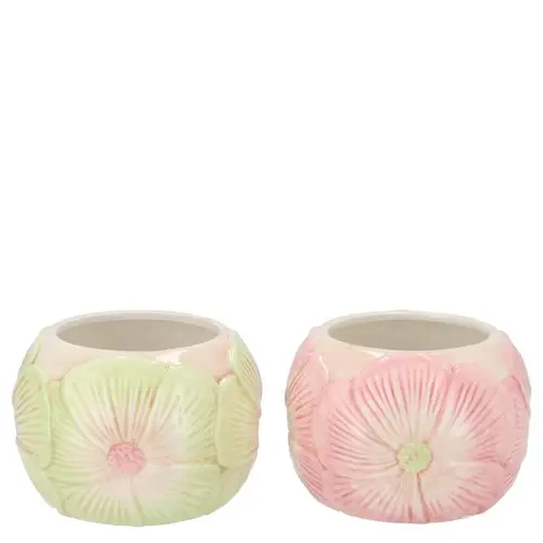 Keramik Übertopf mix Demi Blumen 11x11x08cm