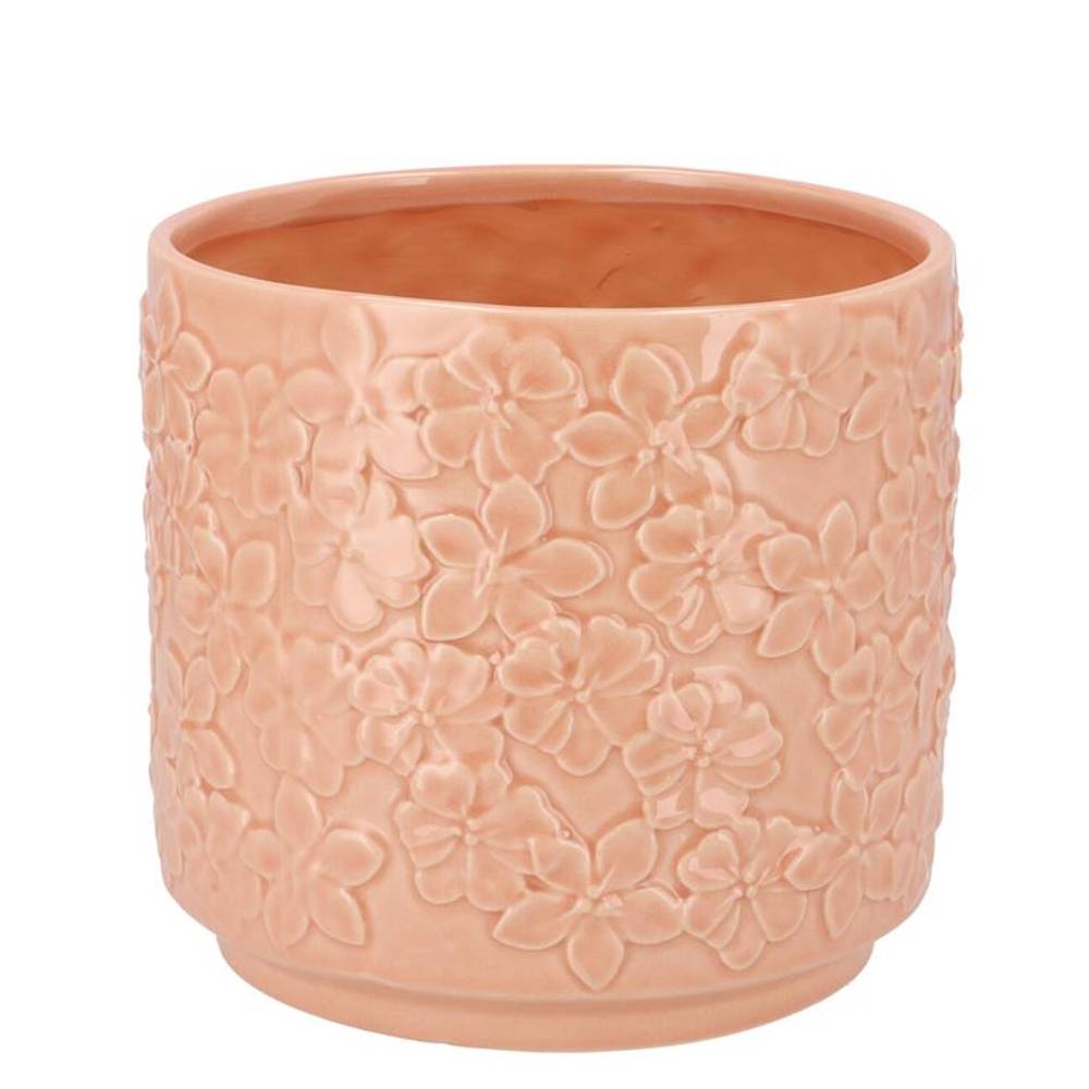 Keramik Übertopf Liv Blumen rosa 17x17x16cm