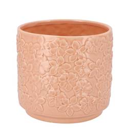 Keramik Übertopf Liv Blumen rosa 17x17x16cm