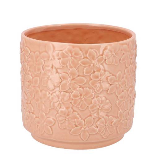 Keramik Übertopf Liv Blumen rosa 17x17x16cm