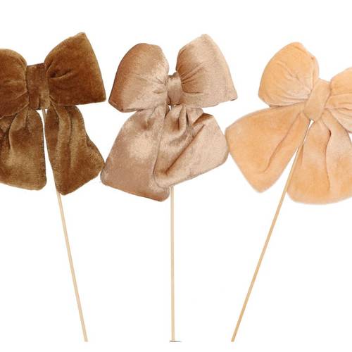 Schleife auf Stab Cozy Shine mix sand L34cm