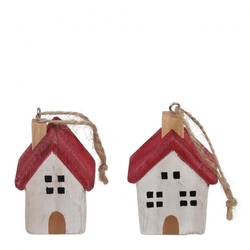 Hänger Haus Holz rot mix 05x03.5x07cm