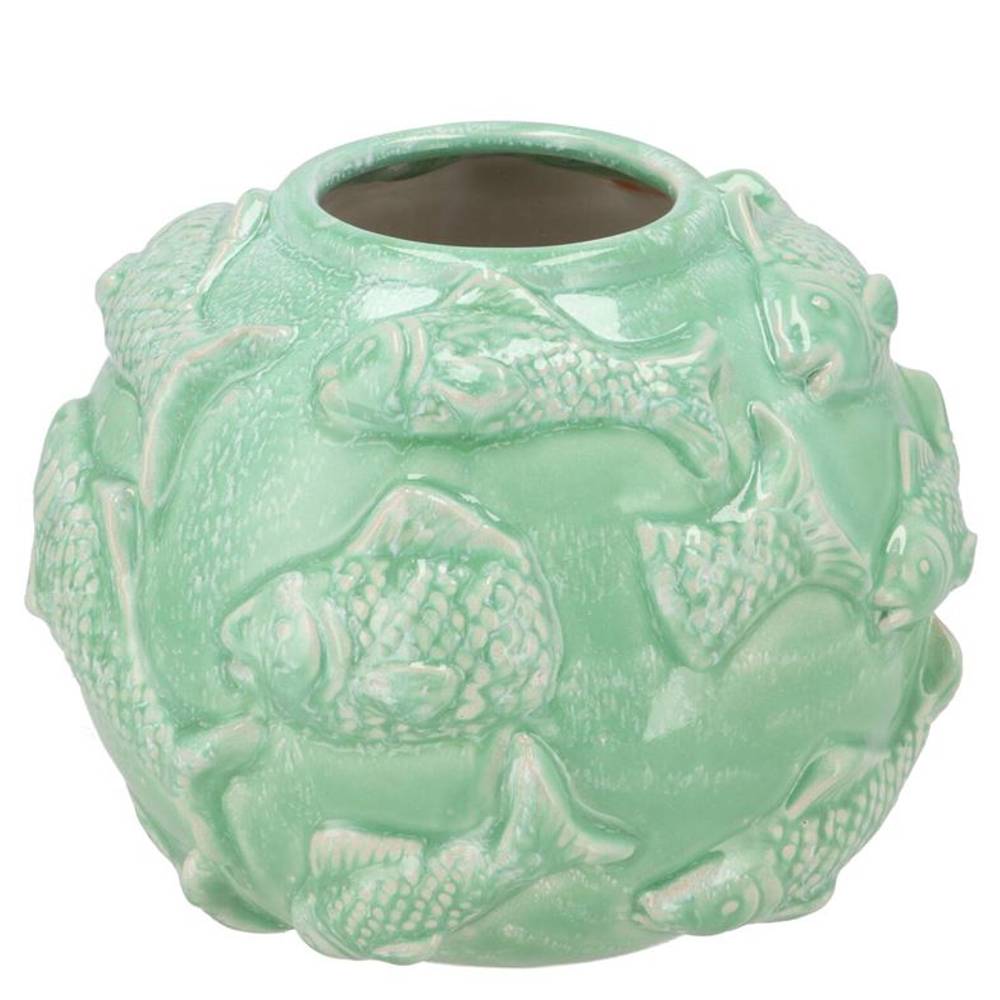 Keramik Vase Fisch grün 26x26x20cm