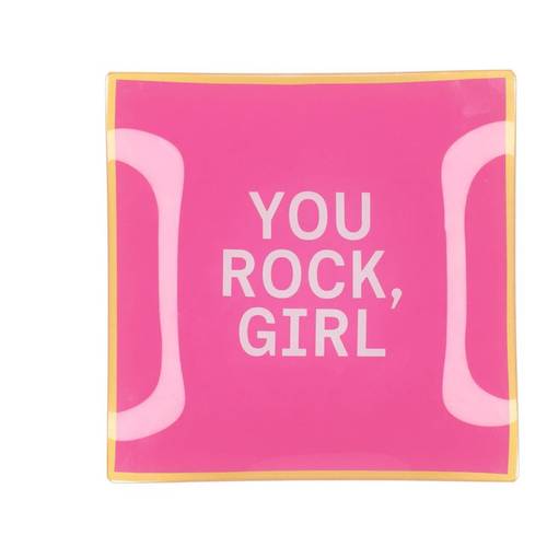 Teller Viereck You Rock rosa 18x18x02cm