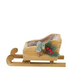 Holz Übertopf Schlitten 25x10x12cm